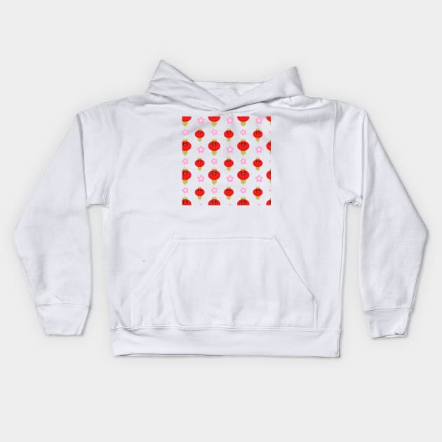 Cute Lantern with Flowers Pattern in White Background Kids Hoodie by Kelly Gigi